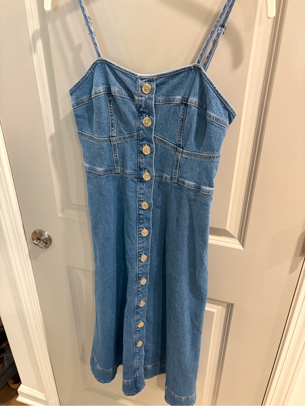 Universal Thread Denim Corset Midi A-Line Dress Button 90s Women’s size S Indigo - Picture 3 of 11